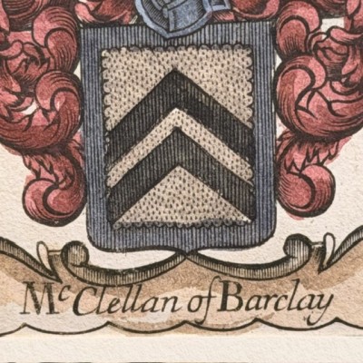 Original heraldic engraving on copper (1722) in colour - A System of Heraldry - By Alexander Nisbet