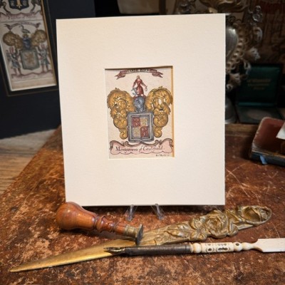 Original heraldic engraving on copper (1722) in colour - A System of Heraldry - By Alexander Nisbet