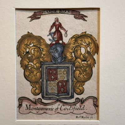 Gravure héraldique originale sur cuivre (1722) en couleurs - A System of Heraldry - Alexander Nisbet