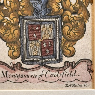 Gravure héraldique originale sur cuivre (1722) en couleurs - A System of Heraldry - Alexander Nisbet