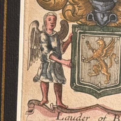 Original Triptych heraldic engraving (1722) in colour - A System of Heraldry - By Alexander Nisbet