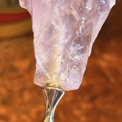 Office paper knife with raw natural amethyst handle