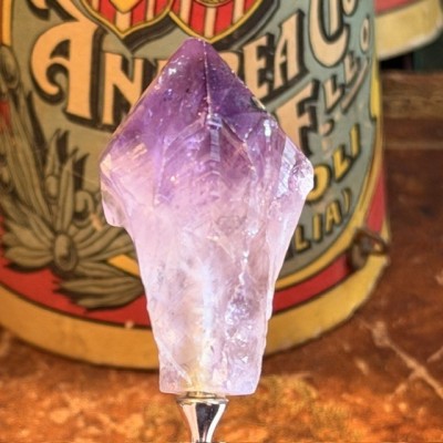 Office paper knife with raw natural amethyst handle