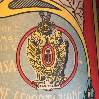 Antique cardboard lithographed demijohn headdress - Andrea Cioni & Figlio (Empoli, Tuscany) - 1913