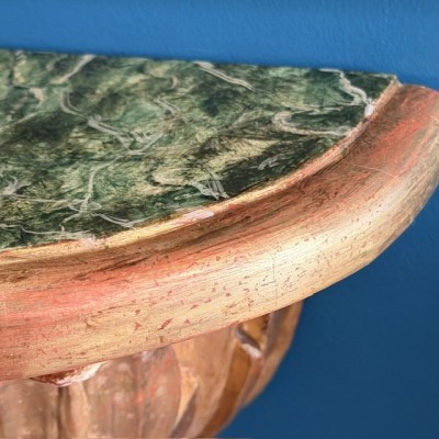 Cul-de-lampe Wall Bracket Console - Stuccoed and Gilded Wood - Italy (Tuscany), 19th Century