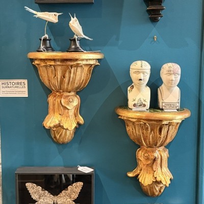 Cul-de-lampe Wall Bracket Console - Stuccoed and Gilded Wood - Italy (Tuscany), 19th Century