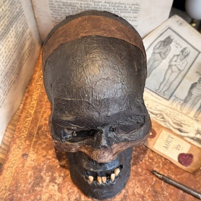 Mummy head - Human skull: artist reproduction by Jérôme Cavailles