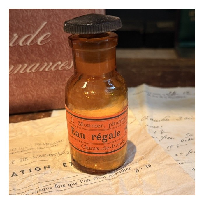 Eau régale - Dangereux acide - Flacon de pharmacie ancien -Apothicaire