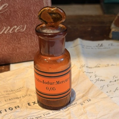 Proto-iodure de Mercure - Syphilis - Poison - Flacon ancien de pharmacie