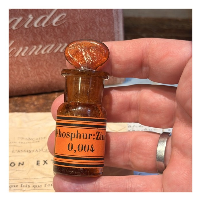 Phosphure de Zinc - Gaz tueur - Aphrodisiaque - Poison - Flacon ancien de pharmacie