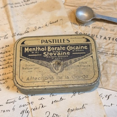 Metal box of breath mints with cocaine - 1920's