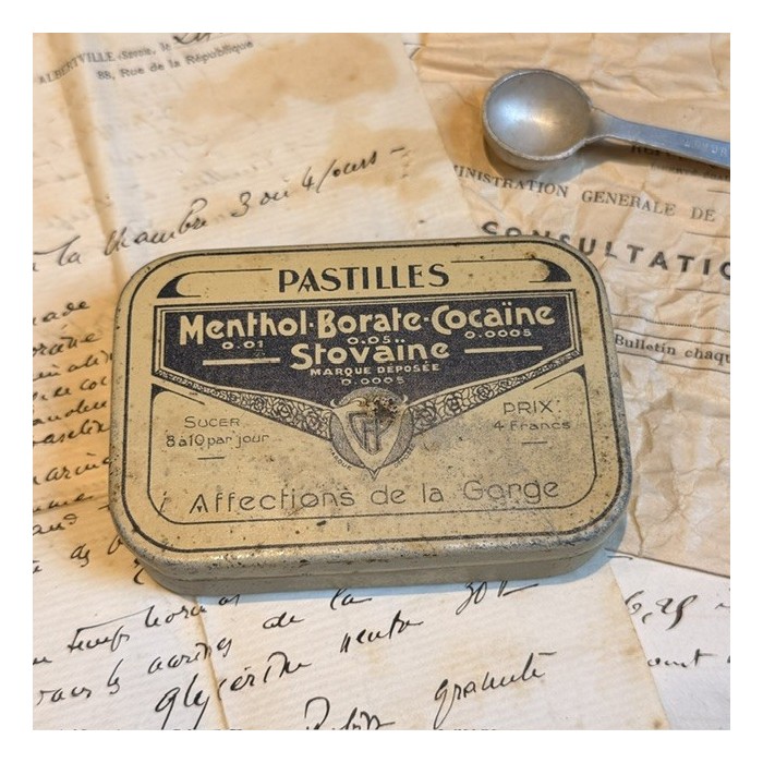 Metal box of breath mints with cocaine - 1920's