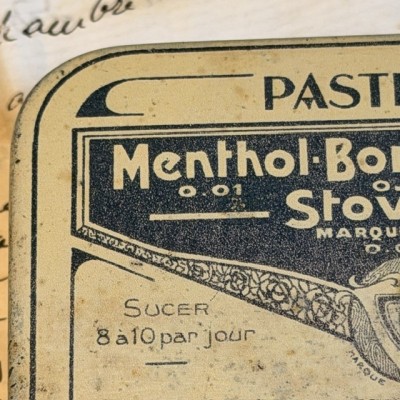 Metal box of breath mints with cocaine - 1920's