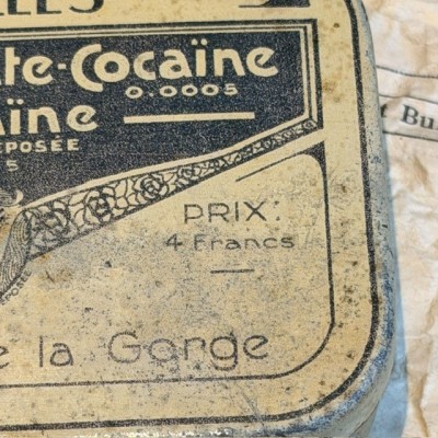Metal box of breath mints with cocaine - 1920's