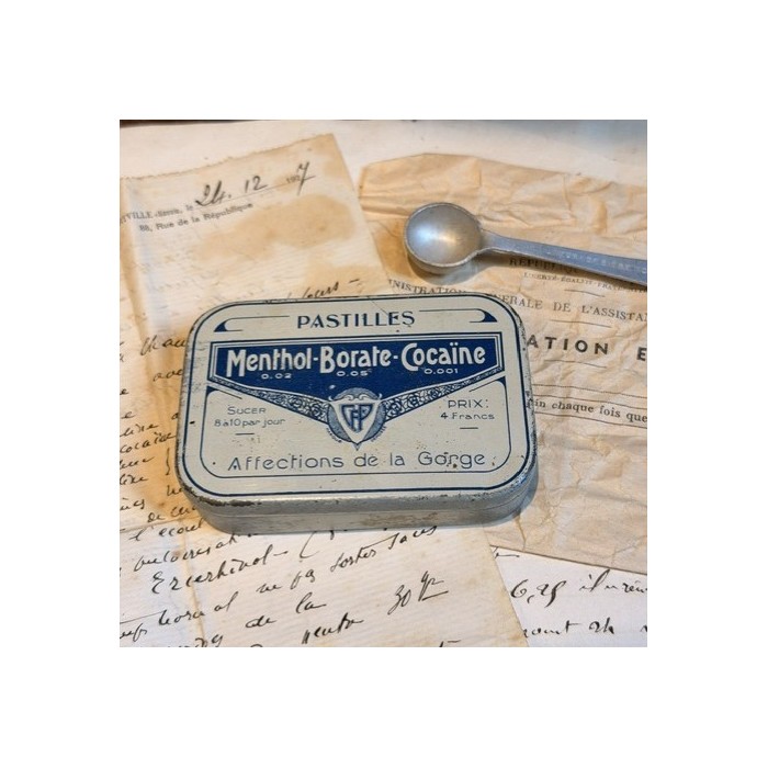 Metal box of breath mints with cocaine - 1920's