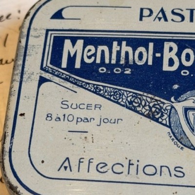 Metal box of breath mints with cocaine - 1920's