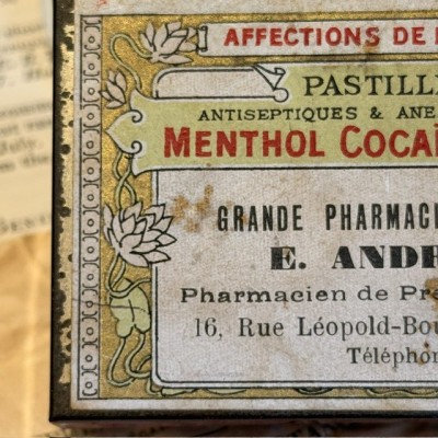 Box of Cocaine - Menthol Borate Cocaine Lozenges - 1900/1910 - Art Nouveau
