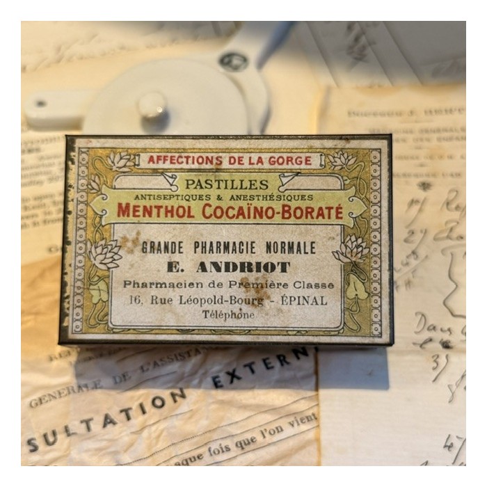 Box of Cocaine - Menthol Borate Cocaine Lozenges - 1900/1910 - Art Nouveau