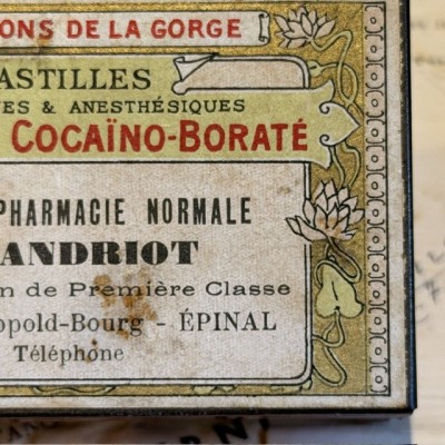 Box of Cocaine - Menthol Borate Cocaine Lozenges - 1900/1910 - Art Nouveau