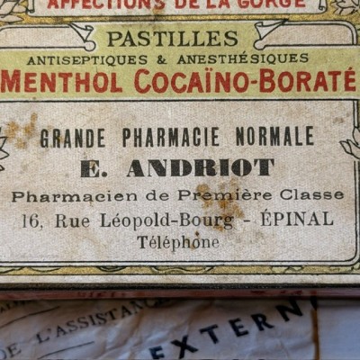 Boîte de pastilles à la Cocaïne - Pharmacie ANDRIOT - 1900/1910 - Art Nouveau