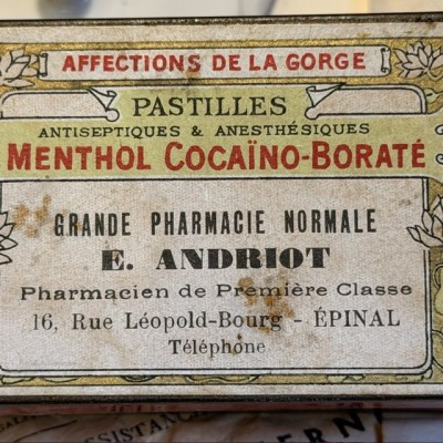 Box of Cocaine - Menthol Borate Cocaine Lozenges - 1900/1910 - Art Nouveau