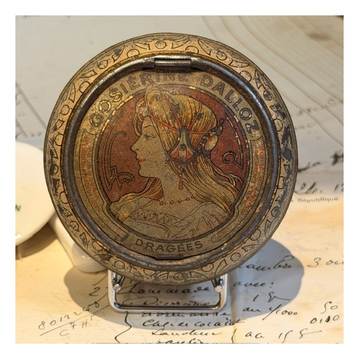 Boîte de dragées à la Cocaïne - Gosiérine DALLOZ - Art Nouveau - Alfons Mucha