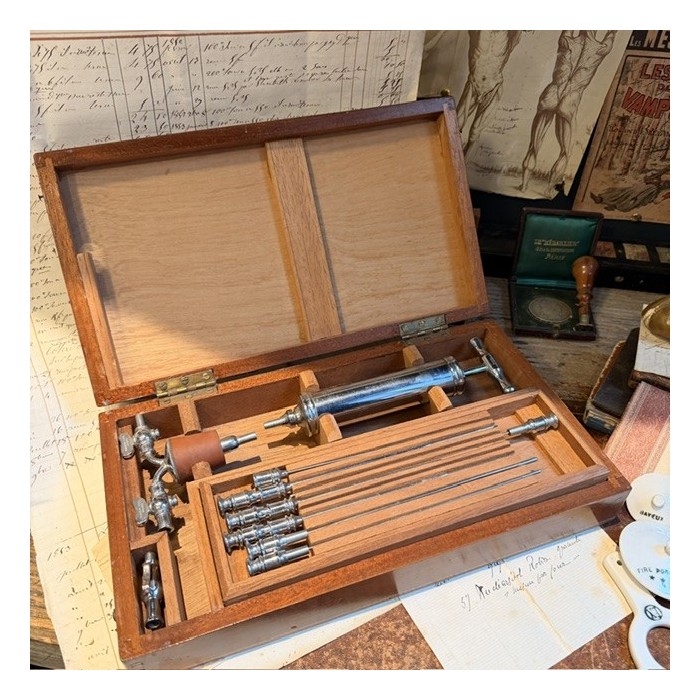 Aspirateur du Dr Potain dans son coffret bois - THACKRAY LEEDS ENGLAND