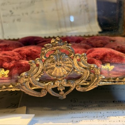 Large Napoleon III Beveled Glass and Brass Wedding Box - 19th Century - Bride's Crown Reliquary Display Case
