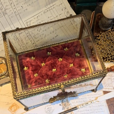 Coffret de mariage Napoléon III - Vitrine reliquaire couronne de mariée