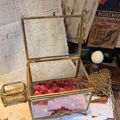 Coffret de mariage Napoléon III - Vitrine reliquaire couronne de mariée