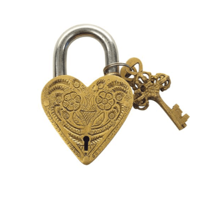 Brass padlock with Flowers - By Maison Boncoeurs