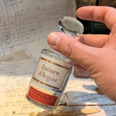 Silver iodide - POISON cabinet - Antique pharmacy bottle