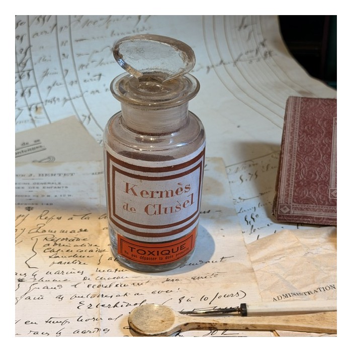 Kermès de Clusel - Sulfure d'Antimoine - Toxique - Flacon ancien de pharmacie