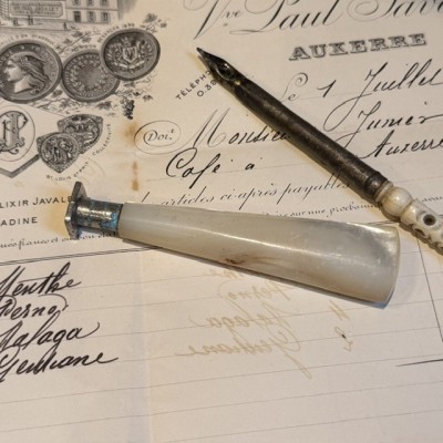 Cachet à cire en nacre - Sceau - Tampon ancien - TL - XIXème siècle