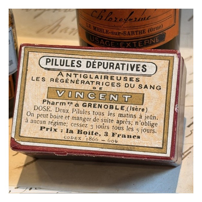 Vincent’s Anti-Mucus Pills - Antique pharmacy box -19th century