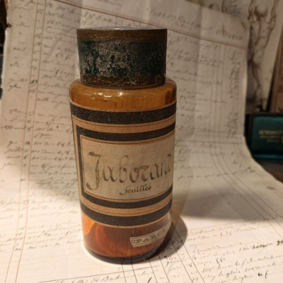 Jaborandi - Antique Pharmacy jar - Herbalism - Apothecary Mouth-blown glass bottle - 19th century