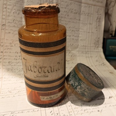 Jaborandi - Antique Pharmacy jar - Herbalism - Apothecary Mouth-blown glass bottle - 19th century