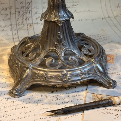 Silvered Spelter Chimera Centerpiece - 19th Century Gothic Table Bowl