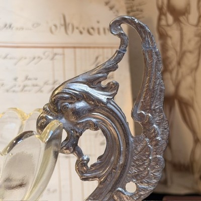 Silvered Spelter Chimera Centerpiece - 19th Century Gothic Table Bowl