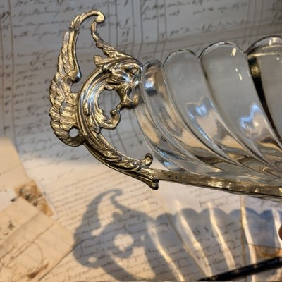 Silvered Spelter Chimera Centerpiece - 19th Century Gothic Table Bowl